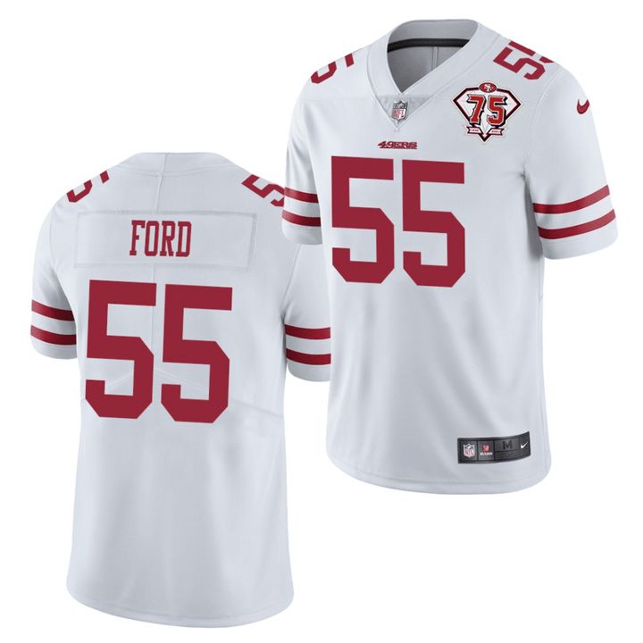 Men San Francisco 49ers #55 Dee Ford White Nike 75th Anniversary Limited NFL Jersey
